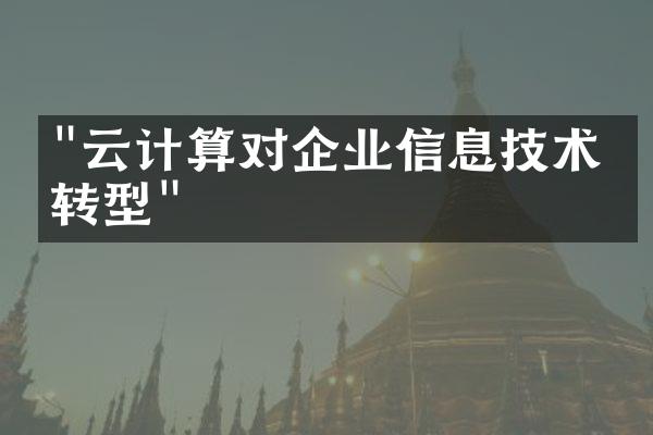 "云计算对企业信息技术的转型"