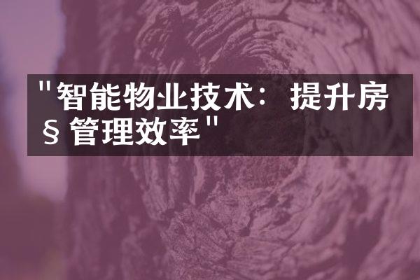"智能物业技术：提升房产管理效率"