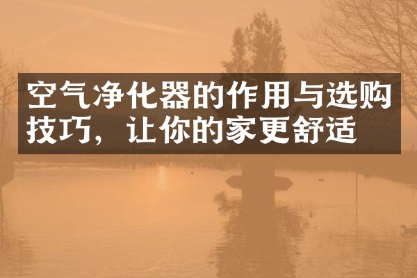 空气净化器的作用与选购技巧，让你的家更舒适
