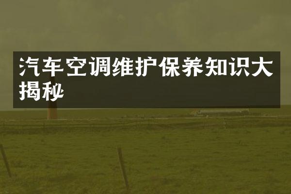 汽车空调维护保养知识大揭秘