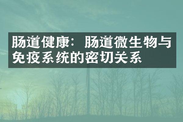 肠道健康：肠道微生物与免疫系统的密切关系