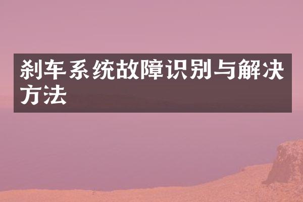 刹车系统故障识别与解决方法