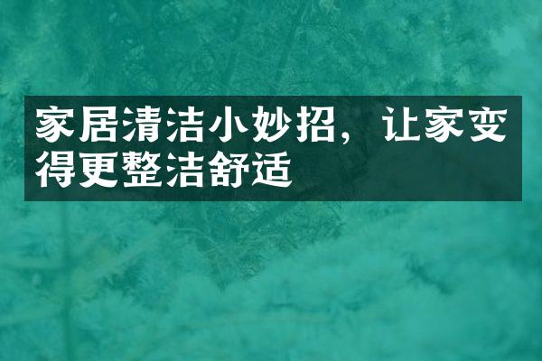 家居清洁小妙招，让家变得更整洁舒适