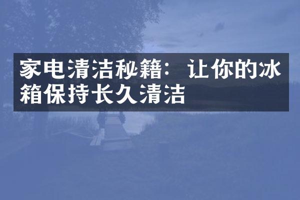家电清洁秘籍：让你的冰箱保持长久清洁