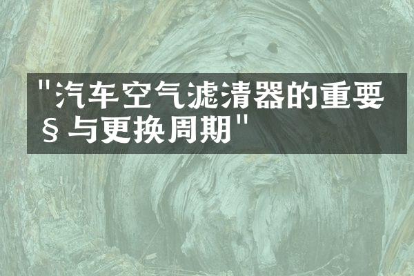 "汽车空气滤清器的重要性与更换周期"