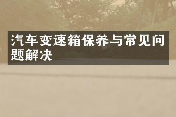 汽车变速箱保养与常见问题解决