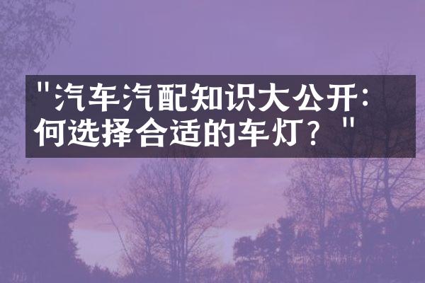 "汽车汽配知识大公开：如何选择合适的车灯？"