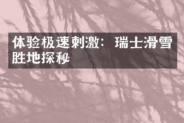 体验极速刺激：瑞士滑雪胜地探秘