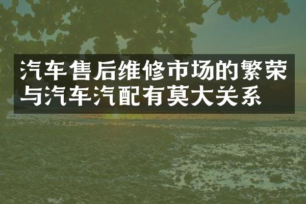 汽车售后维修市场的繁荣与汽车汽配有莫大关系