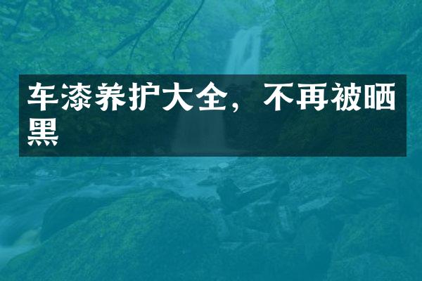 车漆养护大全，不再被晒黑