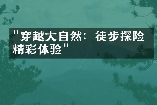 "穿越大自然：徒步探险的精彩体验"