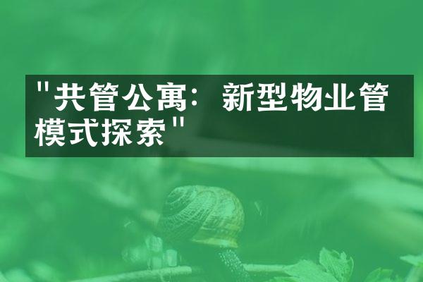 "共管公寓：新型物业管理模式探索"