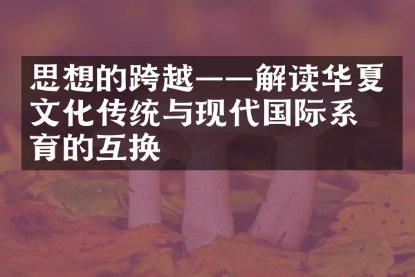 思想的跨越——解读华夏文化传统与现代国际系教育的互换