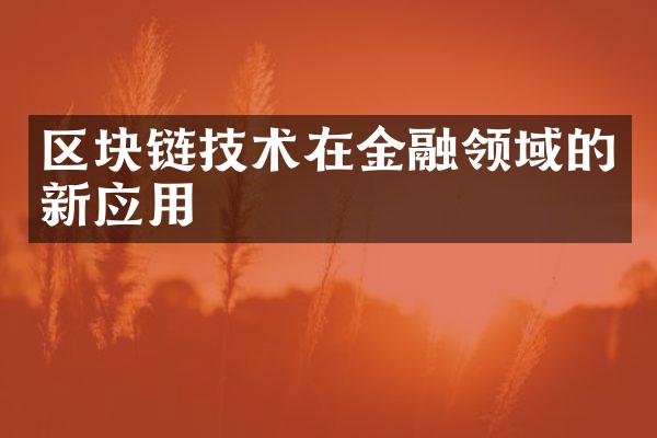 区块链技术在金融领域的新应用