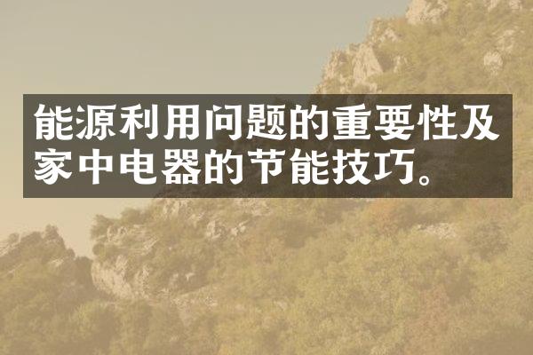 能源利用问题的重要性及家中电器的节能技巧。
