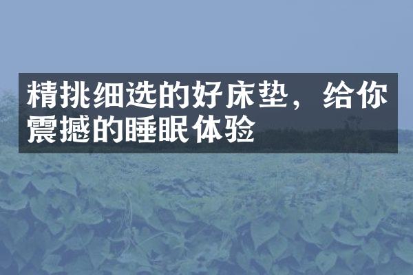 精挑细选的好床垫，给你震撼的睡眠体验