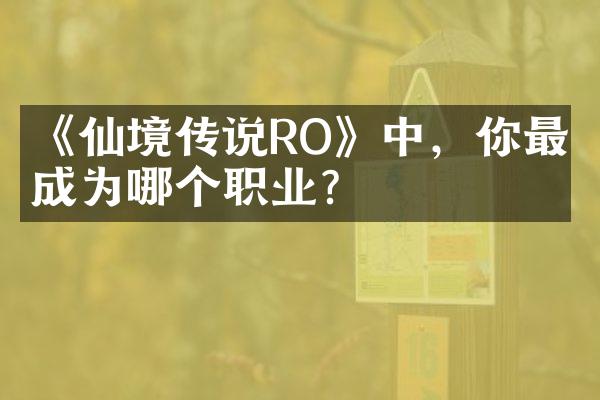 《仙境传说RO》中，你最想成为哪个职业？