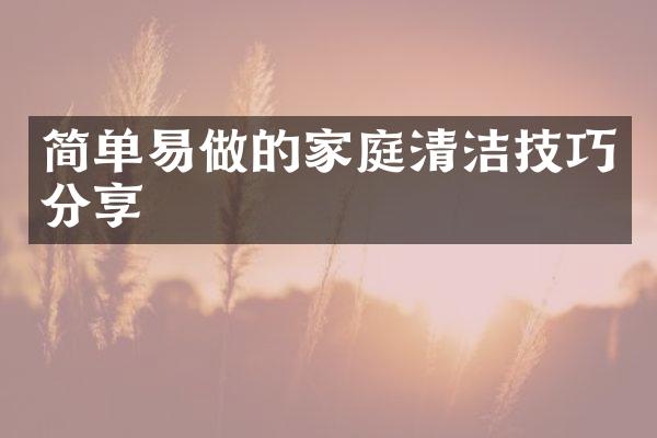 简单易做的家庭清洁技巧分享