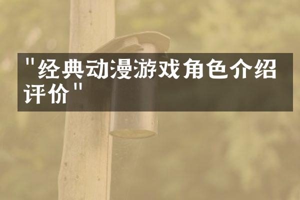 "经典动漫游戏角色介绍与评价"