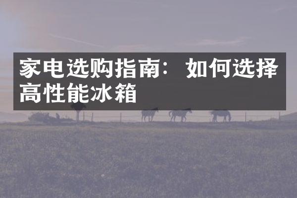 家电选购指南：如何选择高性能冰箱