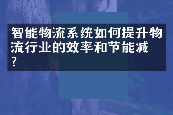智能物流系统如何提升物流行业的效率和节能减排？