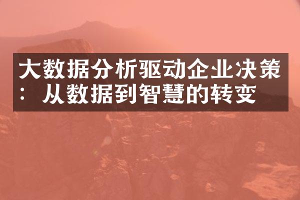 大数据分析驱动企业决策：从数据到智慧的转变