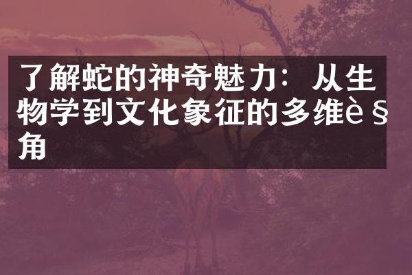 了解蛇的神奇魅力：从生物学到文化象征的多维视角