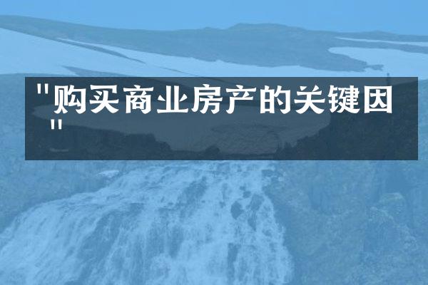 "购买商业房产的关键因素"