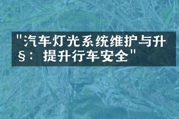 "汽车灯光系统维护与升级：提升行车安全"