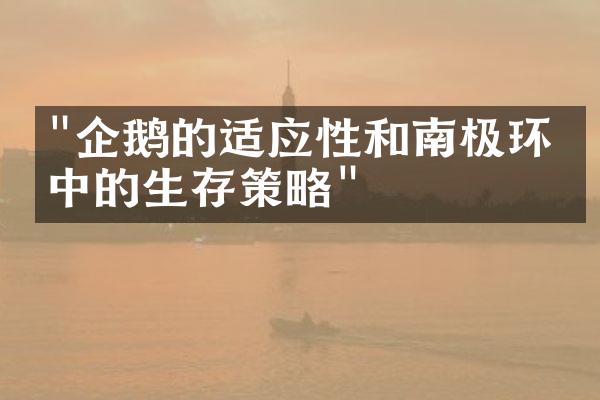 "企鹅的适应性和南极环境中的生存策略"