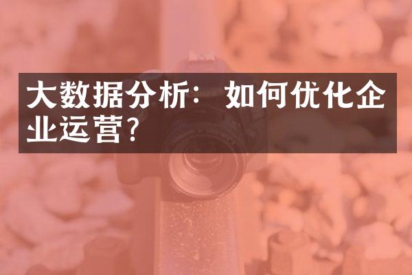 大数据分析：如何优化企业运营？
