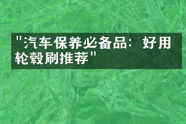 "汽车保养必备品：好用的轮毂刷推荐"