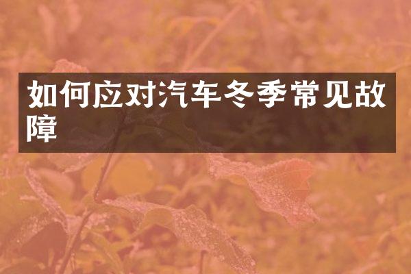 如何应对汽车冬季常见故障
