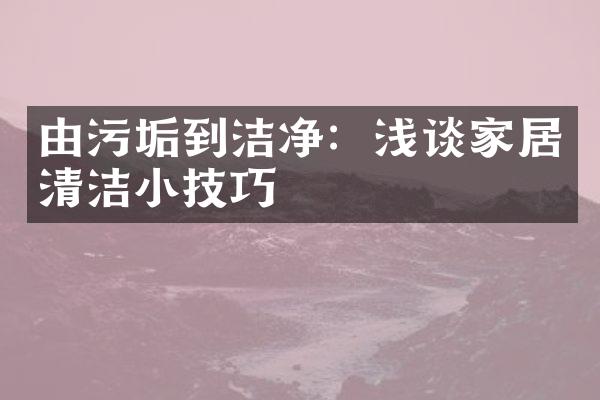由污垢到洁净：浅谈家居清洁小技巧
