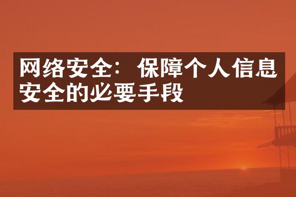 网络安全：保障个人信息安全的必要手段