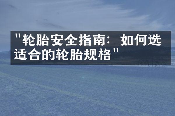 "轮胎安全指南：如何选择适合的轮胎规格"