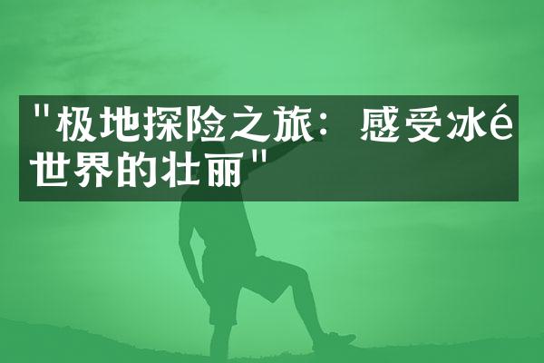 "极地探险之旅：感受冰雪世界的壮丽"