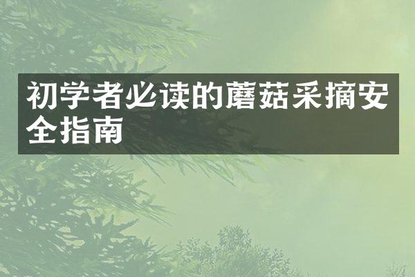 初学者必读的蘑菇采摘安全指南