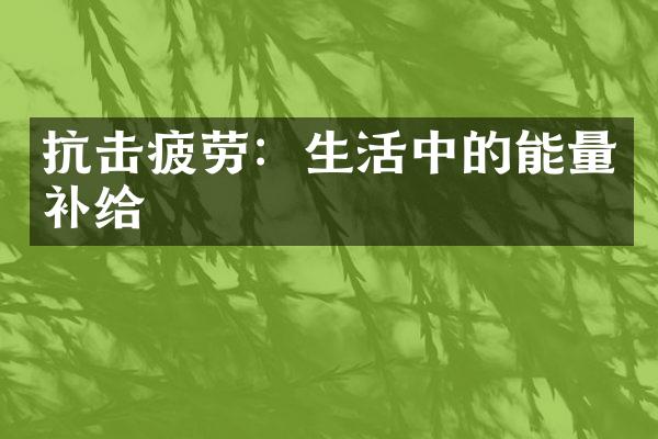 抗击疲劳：生活中的能量补给