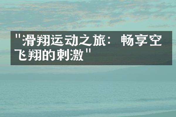 "滑翔运动之旅：畅享空中飞翔的刺激"