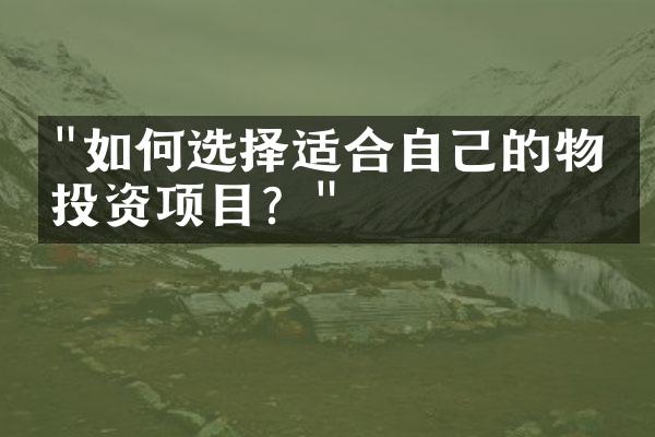 "如何选择适合自己的物业投资项目？"
