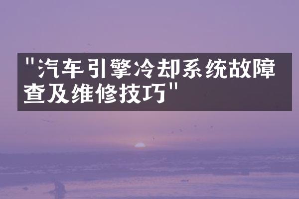 "汽车引擎冷却系统故障排查及维修技巧"