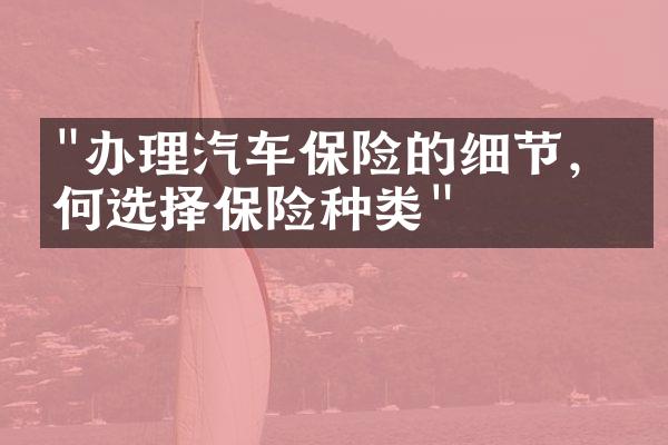 "办理汽车保险的细节，如何选择保险种类"