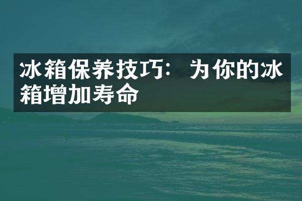 冰箱保养技巧：为你的冰箱增加寿命