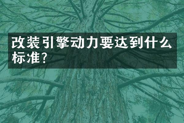 改装引擎动力要达到什么标准？