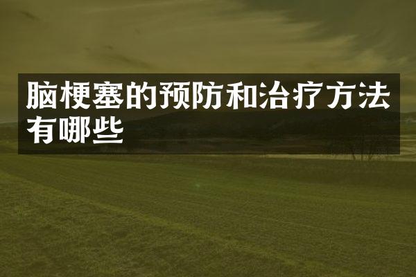 脑梗塞的预防和治疗方法有哪些