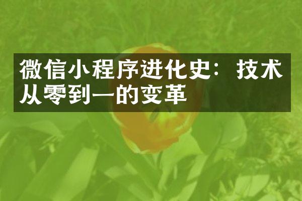 微信小程序进化史：技术从零到一的变革