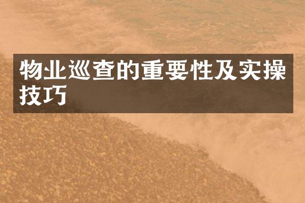 物业巡查的重要性及实操技巧