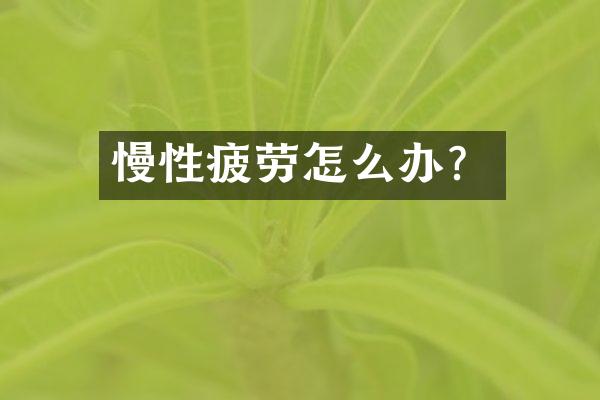 慢性疲劳怎么办？