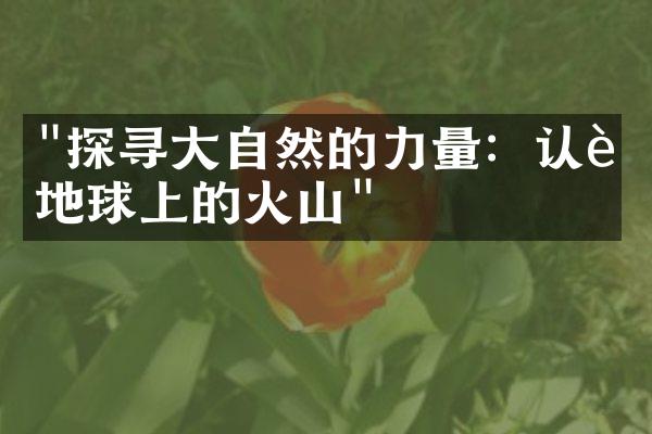 "探寻大自然的力量：认识地球上的火山"